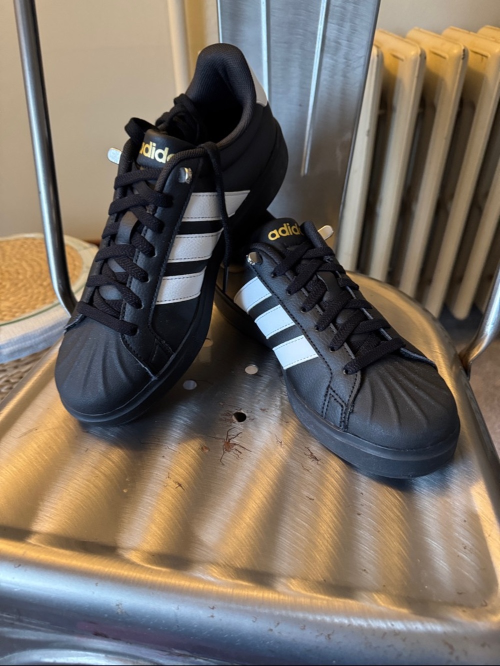 adidas Black and White Women's Sneakers - Picture 6 of 7